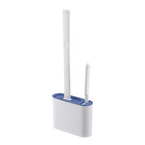 2 in 1 Flex Silicone Toilet Brush with Holder-Blue