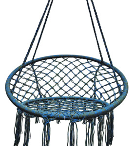 Handmade Macrame Swing Hammock Chair-Blue