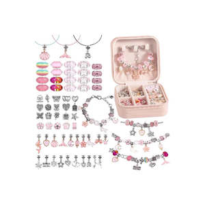 66Pcs Charm Bracelet Making Kit for Girls-Pink