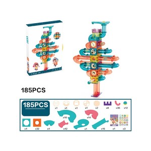 Building Toy Set 1: 185Pcs Magnetic Tiles Marble Run STEM Building Toys