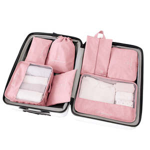 Travel Camping: Travel Storage Luggage Organizer Pouch Set of 7-Pink
