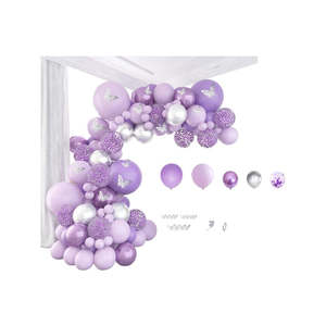 Party Supplies: 118Pcs Butterfly Stickers Balloon Garland Kit-Purple