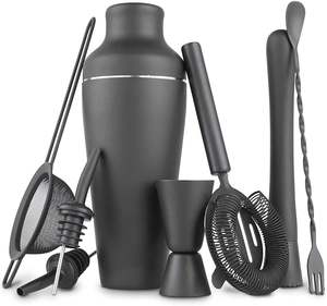 Party Supplies: 8 Pcs Premium 750ml Cocktail Shaker Set Bartender Kit-Black