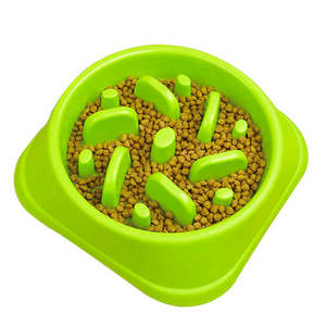 Dog Feeder Slow Eating Pet Bowl-Green