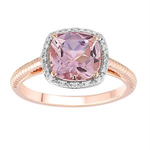 Rose Pink Amethyst and Diamond Ring