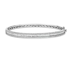 18ct Wg Round and Baguette cut Diamond Bangle 2.358ct TDW 50x60mm
