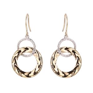 9ct Gold Circle Drop Earrings
