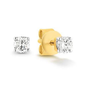 Yellow Gold Diamond Stud Earrings