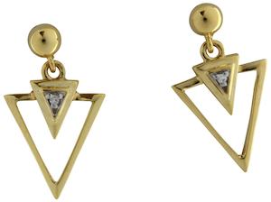 9ct Yellow Gold Diamond Triangle Drop Earrings