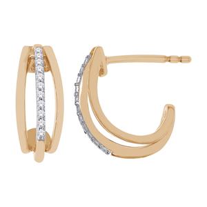Gold & Diamond Half Hoop Earrings 10ct Gold