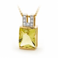 9ct YG Citrine and Diamond Pendant