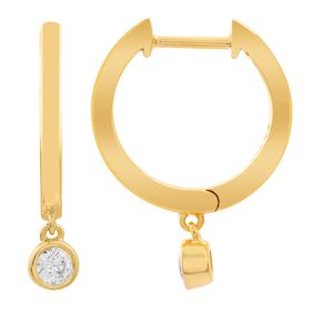 9ct yg huggie with diamond drop