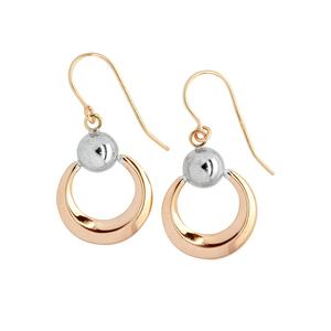 Products: 9ct Rose and White Gold Drop Hook Earrings