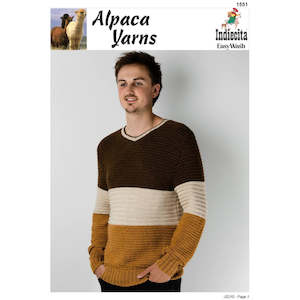 Clearance Patterns: 1551 Mens Texture Stripe Sweater DK 8ply Knitting Pattern