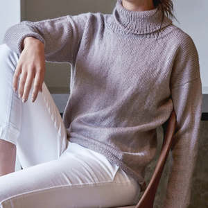 619 Minty Oversized Jumper with Funnel Neck Pattern