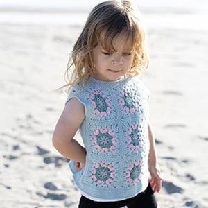 Alpaca Yarns: 1574 Crocheted Granny Square Child's Vest DK Pattern