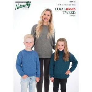 Naturally: N1415 Unisex Sweater Knitting Pattern for DK / 8ply