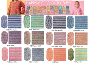 Panda Happy-Go Brightly 8ply - 100 grams / 270 metres - 100% Soft Acrylic - FREE&hellip;