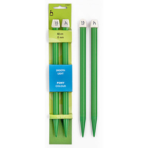 Pony Knitting Needles - 40cm long - sizes 6.50mm to 12.00mm - Coloured Plastic