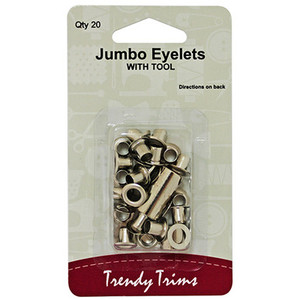 Eyelets Large (5mm inner diameter) x 20 pieces in pack - plus eyelet tool