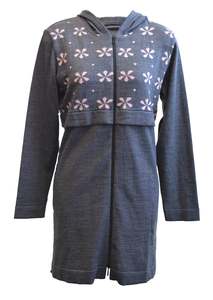 Long Flower Patterned Hoodie