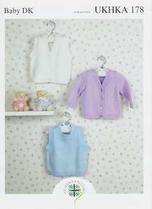 Waist Coats: UKHKA 178 Slipover, Waistcoat and Cardigan  8ply