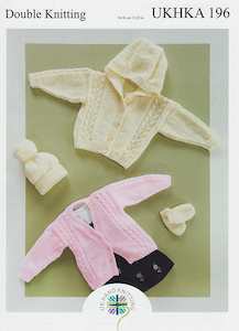Hands: UKHKA 196 Cardigans, Hat & Mittens 8ply
