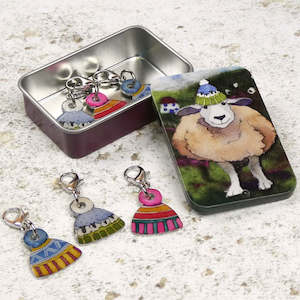 Stitch Markers: Emma Ball Hat Crochet Stitch Markers in a pocket tin (set of 6)