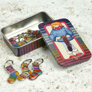 Stitch Markers: Emma Ball Sock Stitch Markers in a pocket tin (set of 6)