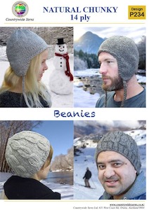 Patterns Mens 14ply: P234 Beanies 14ply (1 200g Hank makes 2 Beanies)