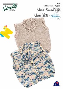 Pullovers: K324 Pullover or Buttoned Vest in 4ply/8ply