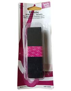 Elastic Ribbed Non-Roll Woven 25mm x 1m Black