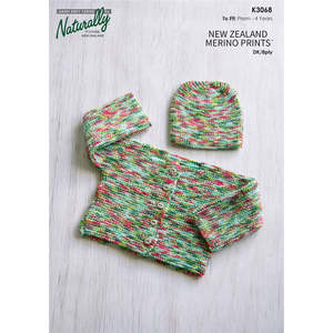 Sweaters: K3068 Garter Stitch Baby Jacket & Hat