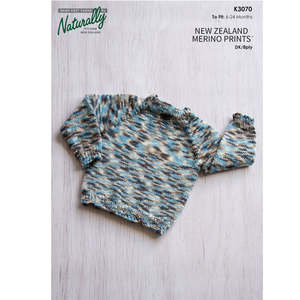 Sweaters: K3070 Top Down Raglan Jumper in Print