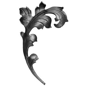 Italian Wrought Iron: Cast Steel Leaf 150x250 W/stam 16x6 Mm Id