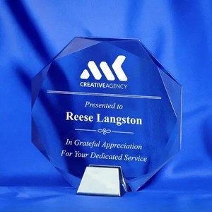 Octagonal Acrylic Award with Nickel Base – Knox Engravers