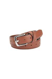 Belts: BOYFRIEND BELT TAN/NICKLE