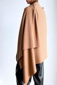 Scarves: OVERSIZED KNITTED WRAP - CARAMEL