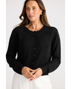 Blouses: Brave + True - Le Fleur Cardi (Black)