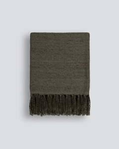 Throw: Baya - Richmond (Acrylic/Wool Blend) Throw - Dark Olive 125x150cm