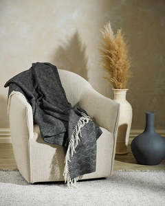 Throw: Baya - Lana (100% NZ Wool) Throw - Licorice 130x180cm