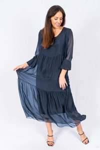 The Italian Closet - Stevie Silk Dress Navy