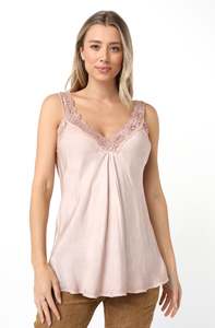 Elizabeth Scott Agencies: ES - Satin Camisole With Lace detail (Antique Rose)