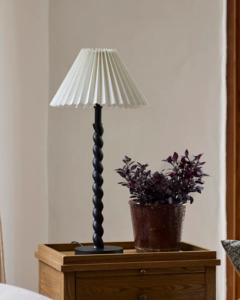 French Country - Pleated Linen Shade 35cmD White