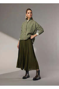 Madly Sweetly: Madly Sweetly - Just Pleat It Skirt (Olive)