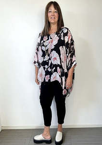 Lilliano: LILLIANO - Italian Floral Mono Tone Silk Top