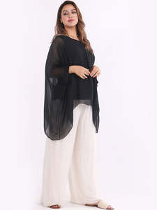 Lilliano: LILLIANO - Italian Plain Batwing Silk Tunic Top