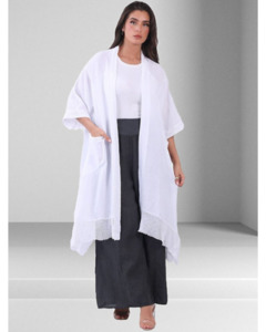 Lilliano: Lilliano - Italian Linen Blend open Jacket mesh Hem