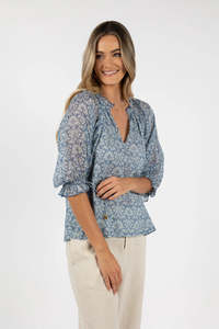 Sale Fashion: Humidity - Portafino Aries Blouse (Blue Print)