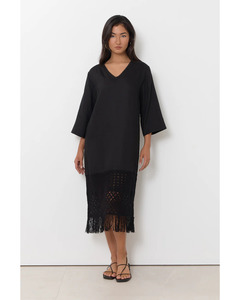 Adorne - Reyes Fringe Detail Dress (Black)